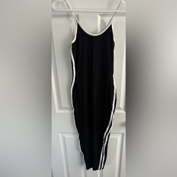 Fashion Nova Black Jumpsuit with white stripes - Picture 3 of 3